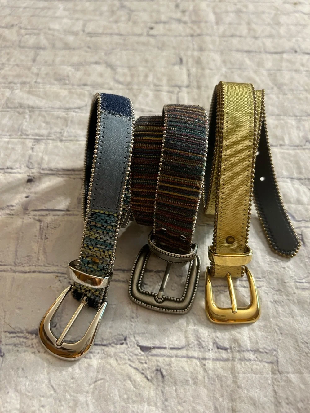 VINTAGE ELITE(2) BOHO & (1) COLOR BLOCK VTG DENIM  STYLE WOMEN’S BELTS